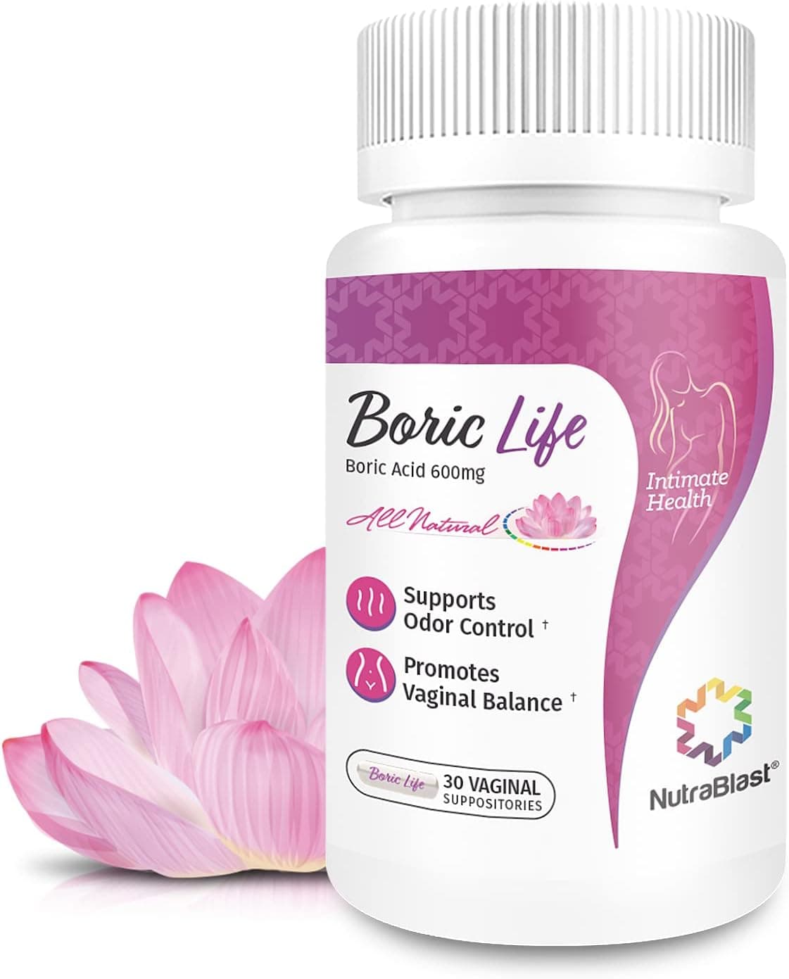 Boric Acid VAGINAL SUPPOSITORIES 30 Tablets Vaginal Suppositories Supports Itching Control Promotes Vaginal Balance