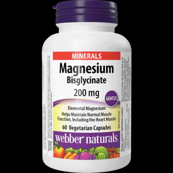 Webber Naturals Magnesium Bisglycinate 200Mg Veg Caps 60S